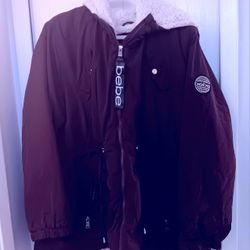Bebe Burgundy Hooded/Lined Women's Jacket 