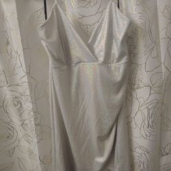 White Silvery Shiny Dress Size Junior Large