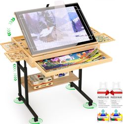 Wooden Puzzle Board Table with Storage - Brand New in Box
