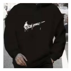 CUSTOM ANIME NIKE SWOOSH XXL BLACK SWEATSHIRT HOODIE   😎