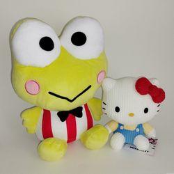 2-pc Sanrio Keroppi 10" & Hello Kitty 6" Plushies