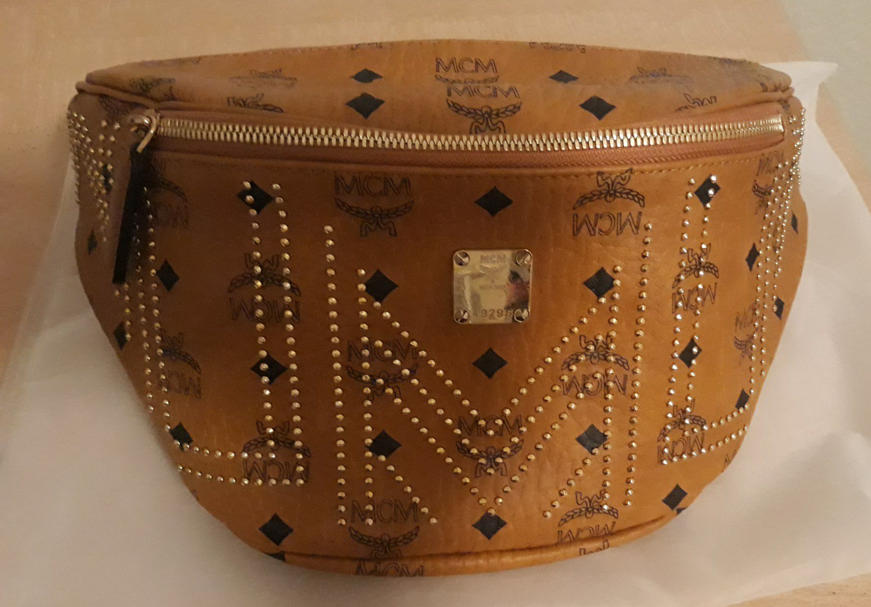 Gold Studded MCM Waist Bag