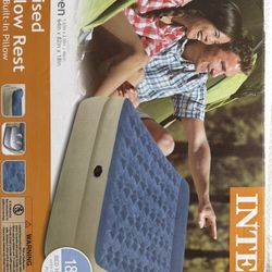 Intex Queen 18" Raised Pillow Rest Air Mattress w/Built-in Pillow