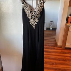 Black And Gold Dress With Train 