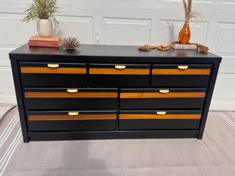 Solid wood refinished black dresser