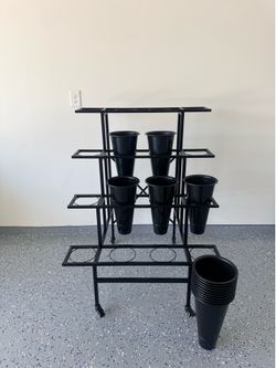 Moving Plant Stand with Wheels Heavy Duty Garden Cart Display Flower Shelf