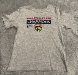 Kid M5-6 Fanatics Florida Panthers 2024 Stanley Cup Grey NHL Hockey Shirt 13x17