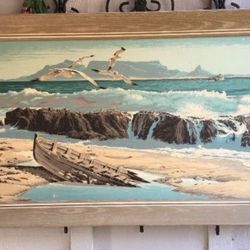 Ocean Painting With Frame 22“ X 46“
