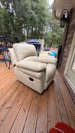 Cream Leather  Recliner Chair