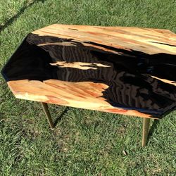 Live Edge River Side End Table Wood Epoxy Resin