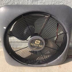   Maytag condenser fan motor with shroud and fan blade