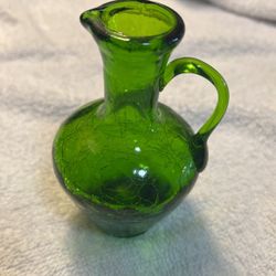 Green Mini Crackle Pitcher