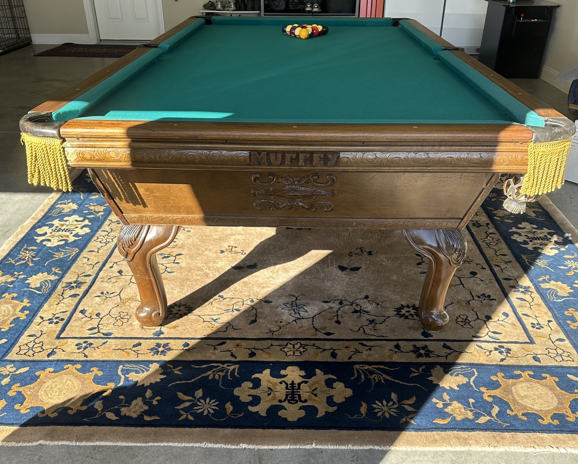 1972 Murrey & Sons Antique Series Pool Table – 9ft, 3-Piece Slate + Full Set