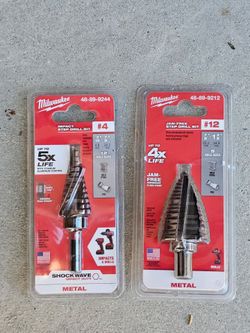 Milwaukee Step Drill Bit Set - #4 Impact & #12 Jam-Free (Brand New / Sealed)