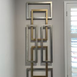 Two Geometric Metal Wall Panel Decor
