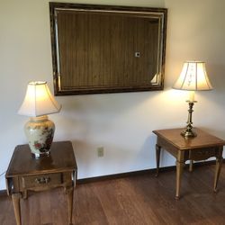 2- Ethan Allen end tables, Lamps And Mirror 