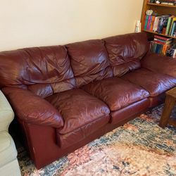 Free Real Leather Red Couch