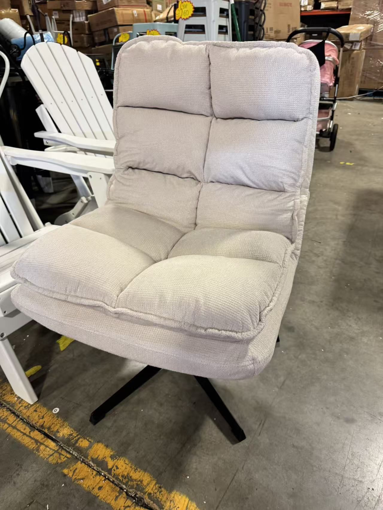 Adjustable Height Tufted Design and Office Chair Armless in Vicenta Beige $120