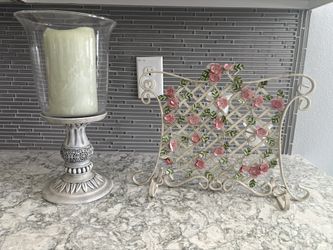 Party Lite Hurricane Vase and 3 Tea Light Holder