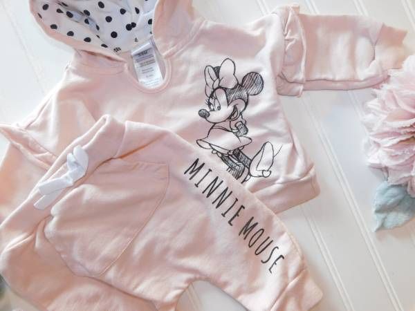 Disney Baby Girls 3-6M Pink Hooded 2 pc Outfit 3-6 Months