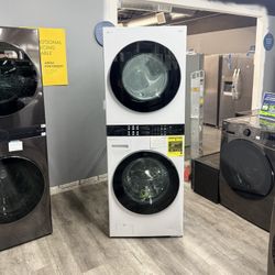 🔥 LG - 4.5 Cu. Ft. HE Smart Front Load Washer and 7.4 Cu. Ft. Gas Dryer WashTower with Steam and Built-In Intelligence - White🔥