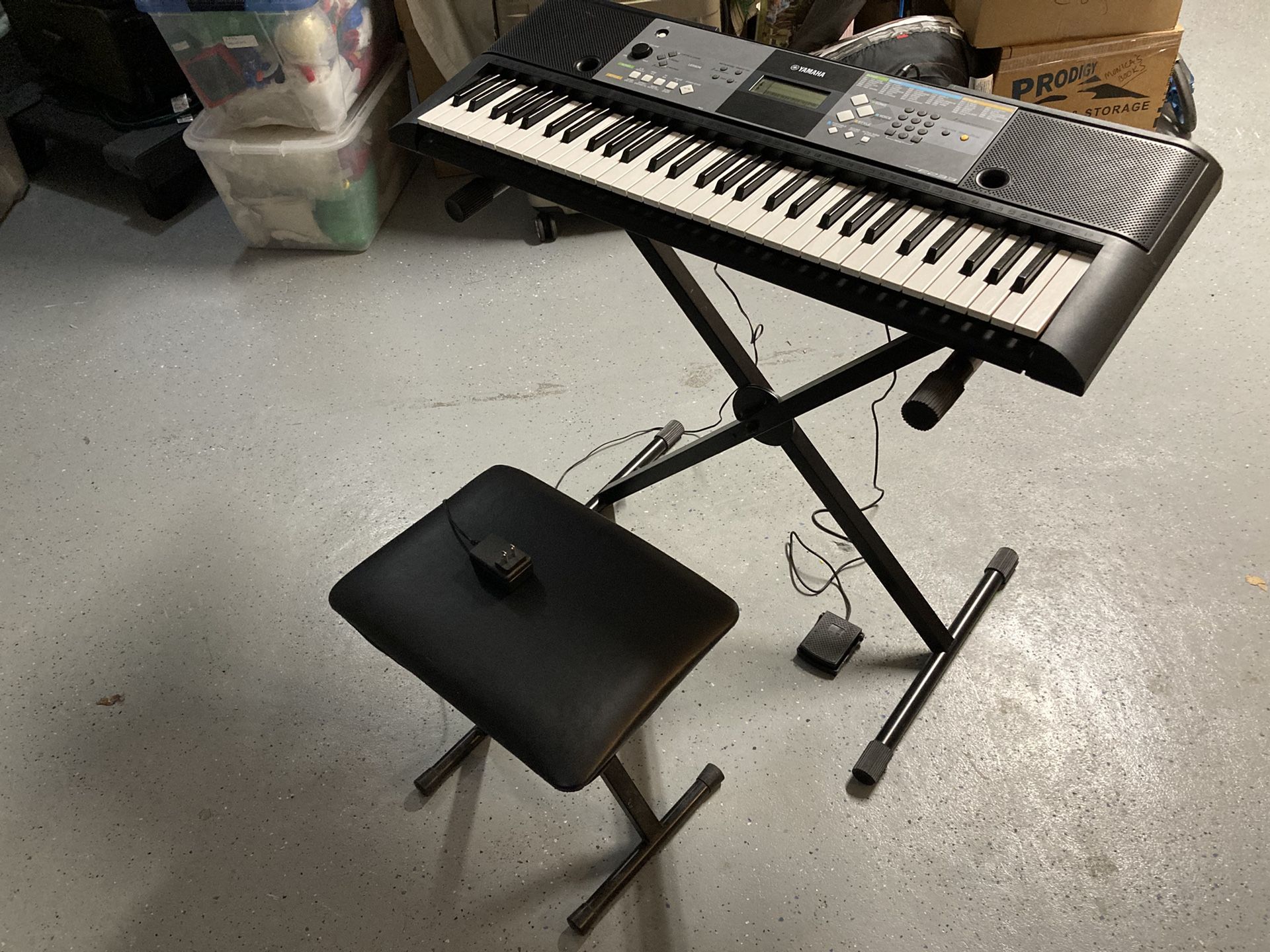 Yamaha PSR E233 Keyboard With Stand, Bench, And Compatible Pedal