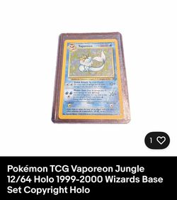 Pokémon TCG Vaporeon Jungle 12/64 Holo 1(contact info removed) Wizards Base Set Copyright Holo