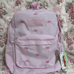 JanSport Pink Embroidered Bow Backpack 