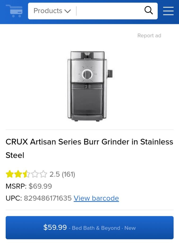 Crux Artisan Series Coffee Grinder