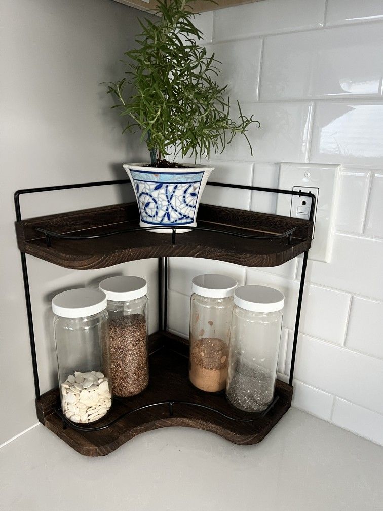 Wood 2-tier Corner Shelf 