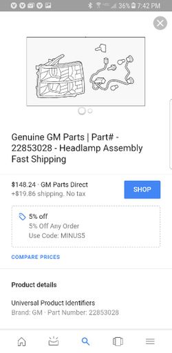 Genuine Chevrolet Headlamp Assembly 22853028 New OEM Factory Part