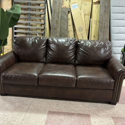 BROWN LEATHER SOFA BED , DELIVERY AVAILABLE 