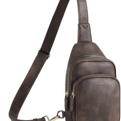 BRAND NEW WESTBRONCO Sling Bag Coffee Color Small Nylon Fanny Pack Lightweight Large-capacity Crossbody Bags 
