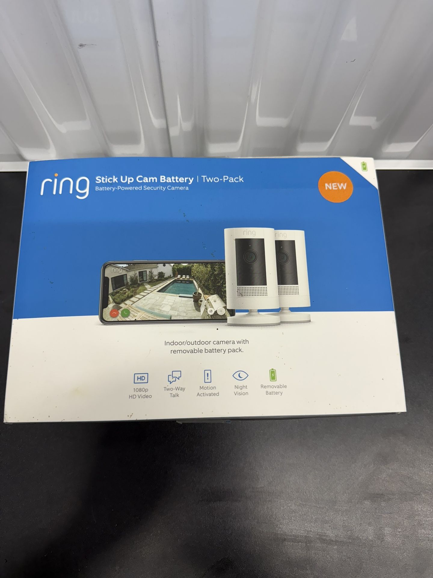 Ring Stick Up Security Cameras 2 1080 HD 2 Way Talk Plug in 3rd Gen + Bated