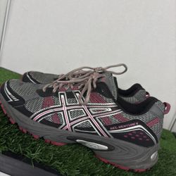 Asics Gel Venture 4 Trail Running Shoes Grey / Pink / Silver T383N Women's 8.5
