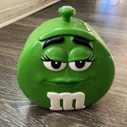 Vintage Mars M&M's Galerie Green Candy Jar Cookie Jar
