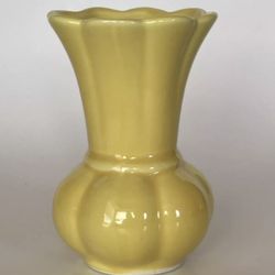 USA Early Century Vase w Embossed Flower Design Yellow.