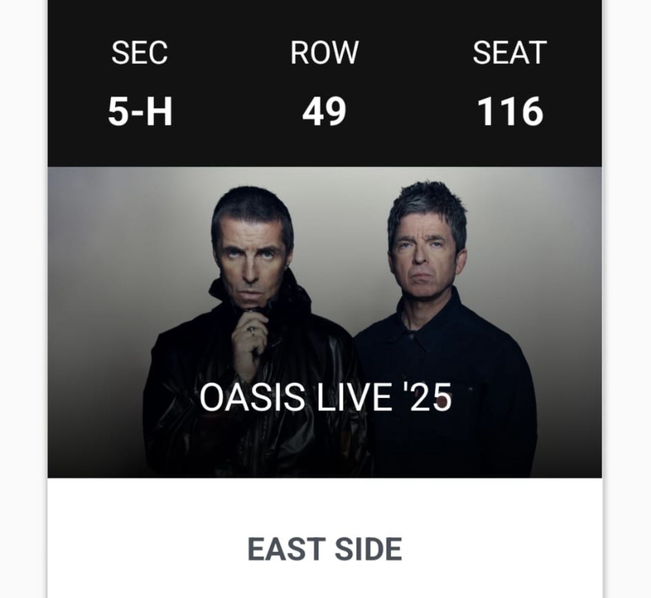 Oasis Concert Ticket 