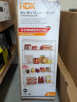 HDX 5-Tier Commercial Grade Heavy Duty Steel Wire Shelving Unit in Chrome – Open Box