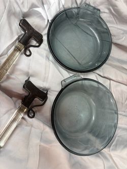 Pyrex "flameware" set of 4 - 2 handles