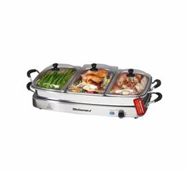 NEW in Box Triple 3 x 7.5 Qt Stainless Steel Buffet Server & Food Warmer - Catering / Entertaining / Holidays