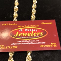 14 Kt Gold Rope Necklace  26” ,  8 Millimeters 