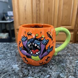Disney Parks Stitch Halloween Pumpkin Coffee Mug.  Brand new with tags.  Smoke free home 