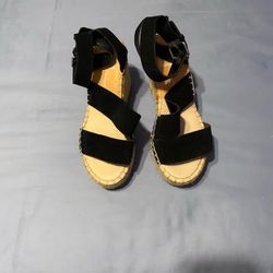 Women’s Dolce Vita Platform Sandals SHAYLA BLACK LEATHER upper sandals wedge size 6.5 must pick up