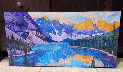 Abstract Van Gogh style mountain river wall decor