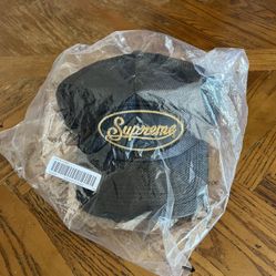 Supreme Raffia Mesh Back 5-Panel Hat Black