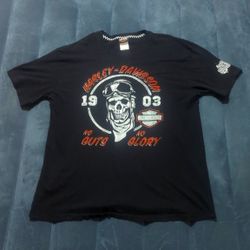 Harley Davidsons Mens Unisex Soft Cotton Deadwood South Dakota No Guys No Glory Skull T Shirt XL