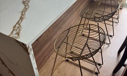 Gold Wire Metal Bar Stools – Set of 2