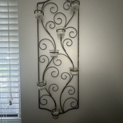 Metal Wall Hanging With 7 Tea Candle Holders