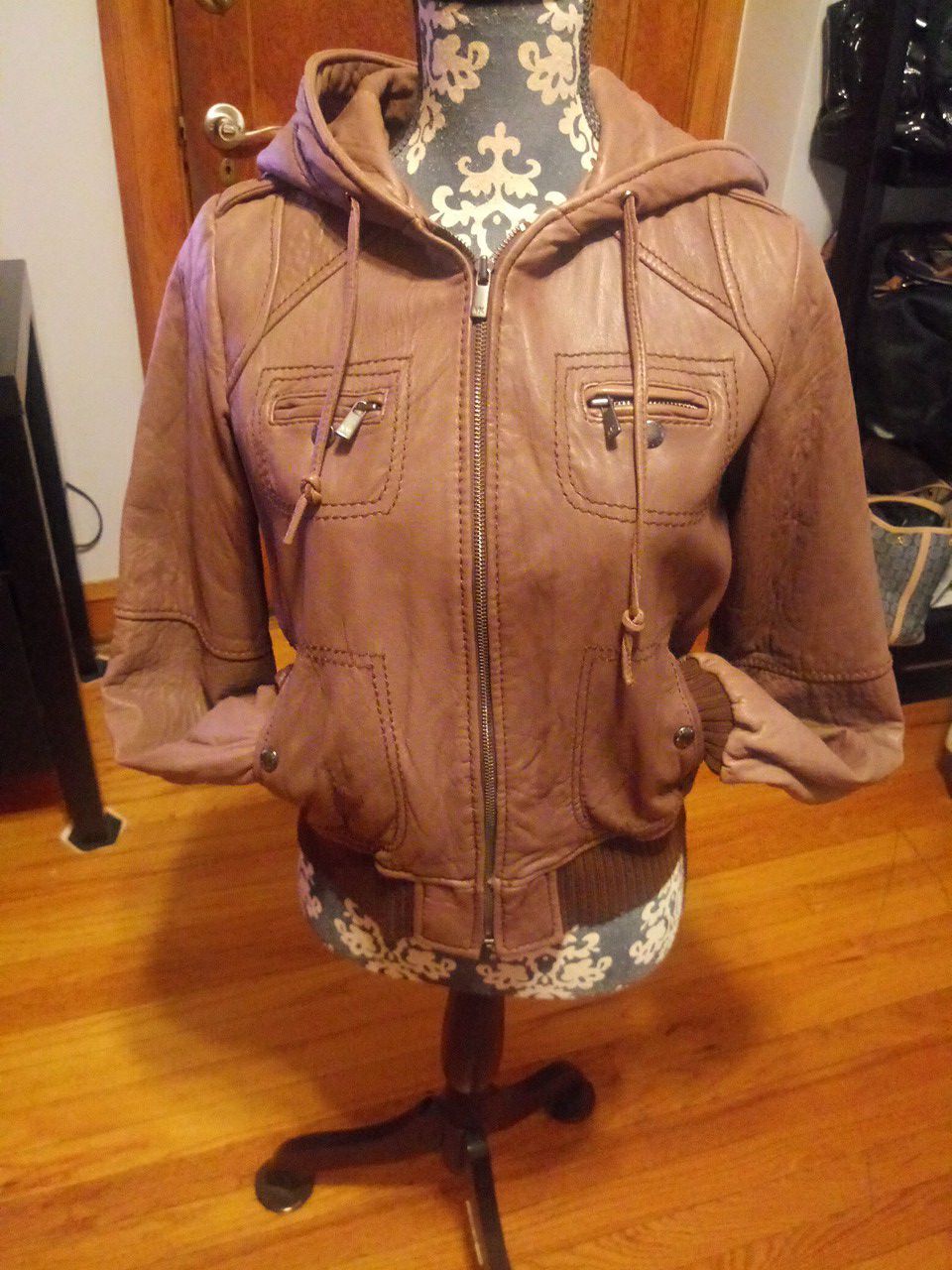 Michael Kors leather womens jacket size large
